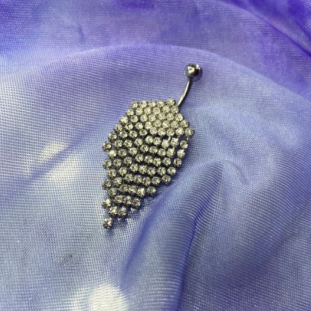 Pierced Nation Dangle Belly Button Ring Chandelier Silver Gems Jewelry Piercing - Picture 5 of 5